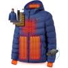 imageMens Heated Jacket With 12V Battery PackInsulated Lightweight Hooded HandHeating Electric Heated Puffer JacketBlue