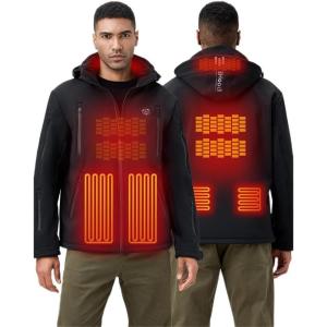 imageMens Heated Jacket with Detachable Hood Waterproof Winter Outdoor Heating Jackets for Men Battery Pack IncludedBlack