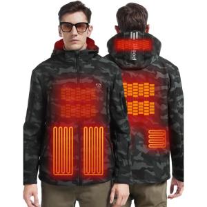 imageMens Heated Jacket with Detachable Hood Waterproof Winter Outdoor Heating Jackets for Men Battery Pack IncludedCamo