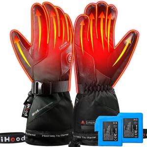 imageiHood Heated Gloves for Men and Women 74V Rechargeable Waterproof Touchscreen Battery Electric Heated Hand Warmer Gloves for Outdoor ActivitiesMedium