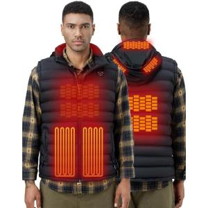 imageiHood Mens Heated Vest with Battery Pack Heated Vest Men with Retractable Heated Hood Washable Heated Jackets for MenBlack