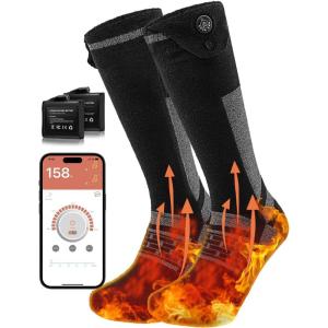 imageiHood Electric Heated Socks with APP Control and 74V 3000mAh Battery for Men Women Rechargeable Heating Socks Foot Warmer for Winter Hunting Fishing Winter Skiing Outdoors