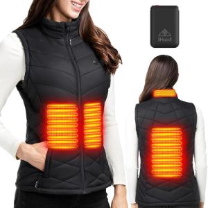 imageiHood Heated Vest Women with 74V battery Pack Lightweight Electric Stand Collar Heated Vest for Women Zip Padded GiletBlack