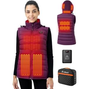 imageiHood Womens Heated Vest with Battery Pack Heated Vest Women with Retractable Heated Hood Washable Heated Jackets for WomenPurple