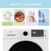 imageCOMFEE 24quot Washer and Dryer Combo 27 cuft 26lbs Washing Machine Steam Care Overnight Dry No Shaking Front Load FullAutomatic Machine Dorm WhiteWashing Machine