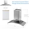 imageCOMFEE CVG30W8AST 30 Inches Ducted Wall Mount Vent Range Hood with 450 CFM 3 Speed Exhaust Fan Baffle Filters Curved Glass 2 LED Lights Convertible to Ductless Stainless SteelButton Control