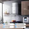 imageCOMFEE CVG30W8AST 30 Inches Ducted Wall Mount Vent Range Hood with 450 CFM 3 Speed Exhaust Fan Baffle Filters Curved Glass 2 LED Lights Convertible to Ductless Stainless SteelButton Control
