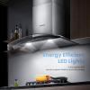 imageCOMFEE CVG30W8AST 30 Inches Ducted Wall Mount Vent Range Hood with 450 CFM 3 Speed Exhaust Fan Baffle Filters Curved Glass 2 LED Lights Convertible to Ductless Stainless SteelGesture Sensing Control