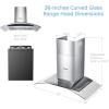 imageCOMFEE CVG30W8AST 30 Inches Ducted Wall Mount Vent Range Hood with 450 CFM 3 Speed Exhaust Fan Baffle Filters Curved Glass 2 LED Lights Convertible to Ductless Stainless SteelGesture Sensing Control