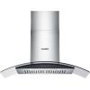 imageCOMFEE CVG30W8AST 30 Inches Ducted Wall Mount Vent Range Hood with 450 CFM 3 Speed Exhaust Fan Baffle Filters Curved Glass 2 LED Lights Convertible to Ductless Stainless SteelGesture Sensing Control