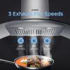 imageCOMFEE CVG30W8AST 30 Inches Ducted Wall Mount Vent Range Hood with 450 CFM 3 Speed Exhaust Fan Baffle Filters Curved Glass 2 LED Lights Convertible to Ductless Stainless SteelButton Control