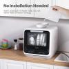 imageCOMFEE Countertop Dishwasher Portable Dishwasher with 6L Builtin Water Tank Mini Dishwasher with More Space Inside 7 Programs UV Hygieneampamp Auto Door Open for Apartments Dormsampamp RVs WhiteWhole Black