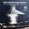 imageComfee CVP30W4AST 30 Inch DuctlessDucted Convertible Pyramid 350 CFM Wall Mount Vent Stainless Steel Kitchen 3 Speed Exhaust Fan 5Layer Aluminum Permanent Filters Two LED Lights Range Hood350 CFM Button Control