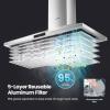 imageComfee CVP30W4AST 30 Inch DuctlessDucted Convertible Pyramid 350 CFM Wall Mount Vent Stainless Steel Kitchen 3 Speed Exhaust Fan 5Layer Aluminum Permanent Filters Two LED Lights Range Hood450 CFM Gesture Control
