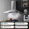 imageComfee CVP30W4AST 30 Inch DuctlessDucted Convertible Pyramid 350 CFM Wall Mount Vent Stainless Steel Kitchen 3 Speed Exhaust Fan 5Layer Aluminum Permanent Filters Two LED Lights Range Hood450 CFM Gesture Control