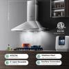 imageComfee CVP36W4AST 36 Inch DuctlessDucted Convertible Pyramid 350 CFM Wall Mount Vent Stainless Steel Kitchen 3 Speed Exhaust Fan 5Layer Aluminum Permanent Filters Two LED Lights Range HoodButton Control