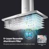 imageComfee CVP36W4AST 36 Inch DuctlessDucted Convertible Pyramid 350 CFM Wall Mount Vent Stainless Steel Kitchen 3 Speed Exhaust Fan 5Layer Aluminum Permanent Filters Two LED Lights Range HoodButton Control 450 CFM