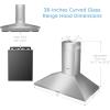 imageComfee CVP36W4AST 36 Inch DuctlessDucted Convertible Pyramid 350 CFM Wall Mount Vent Stainless Steel Kitchen 3 Speed Exhaust Fan 5Layer Aluminum Permanent Filters Two LED Lights Range HoodButton Control 450 CFM