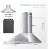 imageComfee CVP36W4AST 36 Inch DuctlessDucted Convertible Pyramid 350 CFM Wall Mount Vent Stainless Steel Kitchen 3 Speed Exhaust Fan 5Layer Aluminum Permanent Filters Two LED Lights Range HoodButton Control