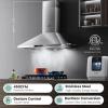 imageComfee CVP36W4AST 36 Inch DuctlessDucted Convertible Pyramid 350 CFM Wall Mount Vent Stainless Steel Kitchen 3 Speed Exhaust Fan 5Layer Aluminum Permanent Filters Two LED Lights Range HoodGesture Sensing Control