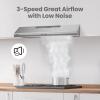 imageComfee Range Hood 30 Inch Ducted Ductless Vent Hood Durable Stainless Steel Kitchen Hood for Under Cabinet with 2 Reusable Filter 200 CFM 2 Speed Exhaust FanStainless Steel