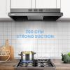imageComfee Range Hood 30 Inch Ducted Ductless Vent Hood Durable Stainless Steel Kitchen Hood for Under Cabinet with 2 Reusable Filter 200 CFM 2 Speed Exhaust FanBlack