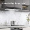 imageComfee Range Hood 30 Inch Ducted Ductless Vent Hood Durable Stainless Steel Kitchen Hood for Under Cabinet with 2 Reusable Filter 200 CFM 2 Speed Exhaust FanBlack