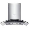 imageCOMFEE CVG30W8AST 30 Inches Ducted Wall Mount Vent Range Hood with 450 CFM 3 Speed Exhaust Fan Baffle Filters Curved Glass 2 LED Lights Convertible to Ductless Stainless SteelGesture Sensing Control