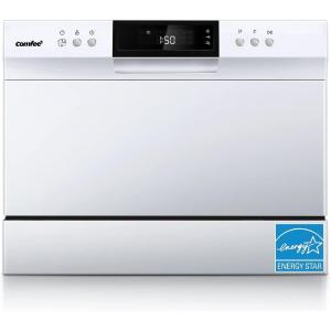 imageCOMFEE Countertop Dishwasher Energy Star Portable Dishwasher 6 Place Settings ampamp 8 Washing Programs Speed BabyCare ECOampamp Glass Dish Washer for Dorm RVampamp Apartment BlackWhole White