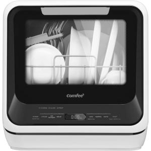 imageCOMFEE Countertop Dishwasher Portable Dishwasher with 6L Builtin Water Tank Mini Dishwasher with More Space Inside 7 Programs UV Hygieneampamp Auto Door Open for Apartments Dormsampamp RVs WhiteWhole Black