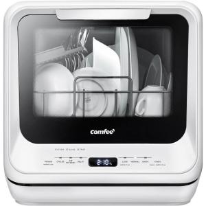 imageCOMFEE Countertop Dishwasher Portable Dishwasher with 6L Builtin Water Tank Mini Dishwasher with More Space Inside 7 Programs UV Hygieneampamp Auto Door Open for Apartments Dormsampamp RVs WhiteWhite