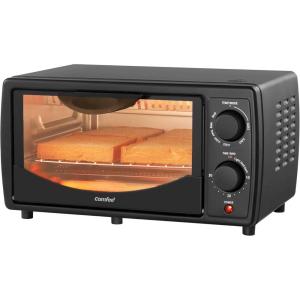 imageCOMFEE Toaster Oven Countertop Small Toaster Ovens Combo 4 slice Mini Oven for 9quot Pizza Compact Oven 2 Racks for Toast Bake Broil 950W Black CTOE101ABK4 Slice Black