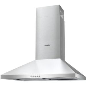 imageComfee CVP30W4AST 30 Inch DuctlessDucted Convertible Pyramid 350 CFM Wall Mount Vent Stainless Steel Kitchen 3 Speed Exhaust Fan 5Layer Aluminum Permanent Filters Two LED Lights Range Hood350 CFM Button Control