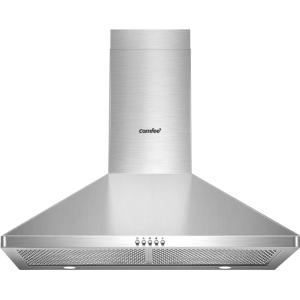 imageComfee CVP36W4AST 36 Inch DuctlessDucted Convertible Pyramid 350 CFM Wall Mount Vent Stainless Steel Kitchen 3 Speed Exhaust Fan 5Layer Aluminum Permanent Filters Two LED Lights Range HoodButton Control