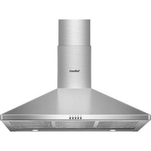 imageComfee CVP36W4AST 36 Inch DuctlessDucted Convertible Pyramid 350 CFM Wall Mount Vent Stainless Steel Kitchen 3 Speed Exhaust Fan 5Layer Aluminum Permanent Filters Two LED Lights Range HoodButton Control 450 CFM