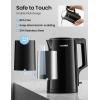 imageCOMFEE 17L Double Wall Electric Tea Kettle and Kettle Water Boiler 100 Stainless Steel Interior ampamp Lid ampamp Spout TwoLevel Wide Open Lid 1500W Fast Boiling AutoOff and BoilDry Protection