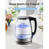 imageCOMFEE 17L Stainless Steel Electric Tea Kettle BPAFree Hot Water Kettle Electric with LED Light Auto ShutOff and BoilDry Protection 1500W Fast Boil Electric KettleTransparent Digital