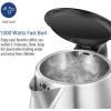 imageCOMFEE 17L Stainless Steel Electric Tea Kettle BPAFree Hot Water Kettle Electric with LED Light Auto ShutOff and BoilDry Protection 1500W Fast Boil Electric KettleSilver