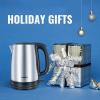 imageCOMFEE 17L Stainless Steel Electric Tea Kettle BPAFree Hot Water Kettle Electric with LED Light Auto ShutOff and BoilDry Protection 1500W Fast Boil Electric KettleSilver