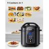 imageCOMFEE 9in1 Electric Pressure Cooker 14 Presets Instant Multi Cooker Olla de Presion NonStick Pot Yogurt Maker Rice Cooker Slow Cooker Saut Steamer 6 Quarts BlackBlack