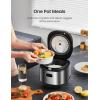 imageCOMFEE Compact Rice Cooker 8 Cups Cooked4 Cups Uncooked 9in1 Multi Cooker Fast Rice Maker Steam Brown Rice Grains Fuzzy Logic Technology Grey