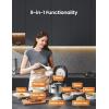 imageCOMFEE Compact Rice Cooker 8 Cups Cooked4 Cups Uncooked 9in1 Multi Cooker Fast Rice Maker Steam Brown Rice Grains Fuzzy Logic Technology Grey