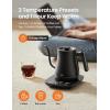 imageCOMFEE Gooseneck Electric Kettle with Temperature Control 3 Variable Presets 100 Stainless Steel 1500 Watt Powerful Quick Heating Portable Hot Water Kettle for Pour Over Coffee and Tea 06LBlack