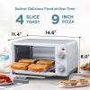 imageCOMFEE Mini 2Slice Toaster Oven Countertop toaster oven 2Knobs Easy to Control with Timer for Bake Broil Toast 1000W BlackWhite COB08AABK10 L