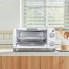 imageCOMFEE Mini 2Slice Toaster Oven Countertop toaster oven 2Knobs Easy to Control with Timer for Bake Broil Toast 1000W BlackWhite COB08AABK10 L