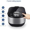 imageCOMFEE Rice Cooker 12 Cups Cooked6 Cups Uncooked Portable NonStick Rice Maker Japanese Rice Cooker with Fuzzy Logic Technology 24Hour Timer Delay 11 Presets Steamer Fast Rice Cooker Grain Cooker BlackBlack
