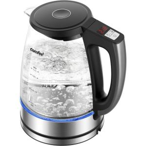 imageCOMFEE 17L Stainless Steel Electric Tea Kettle BPAFree Hot Water Kettle Electric with LED Light Auto ShutOff and BoilDry Protection 1500W Fast Boil Electric KettleTransparent Digital
