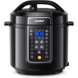 imageCOMFEE 9in1 Electric Pressure Cooker 14 Presets Instant Multi Cooker Olla de Presion NonStick Pot Yogurt Maker Rice Cooker Slow Cooker Saut Steamer 6 Quarts BlackBlack