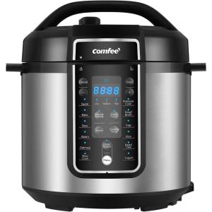 imageCOMFEE Pressure Cooker 6 Quart with 12 Presets MultiFunctional Programmable Slow Cooker Rice Cooker Steamer Saut pan Egg Cooker Warmer and More