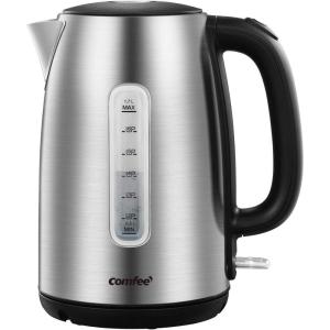imageCOMFEE Stainless Steel Electric Kettle 17 Liter Tea Kettle Electric ampamp Hot Water Kettle 1500W Fast Boil with LED Light Auto ShutOff and BoilDry Protection